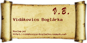 Vidákovics Boglárka névjegykártya